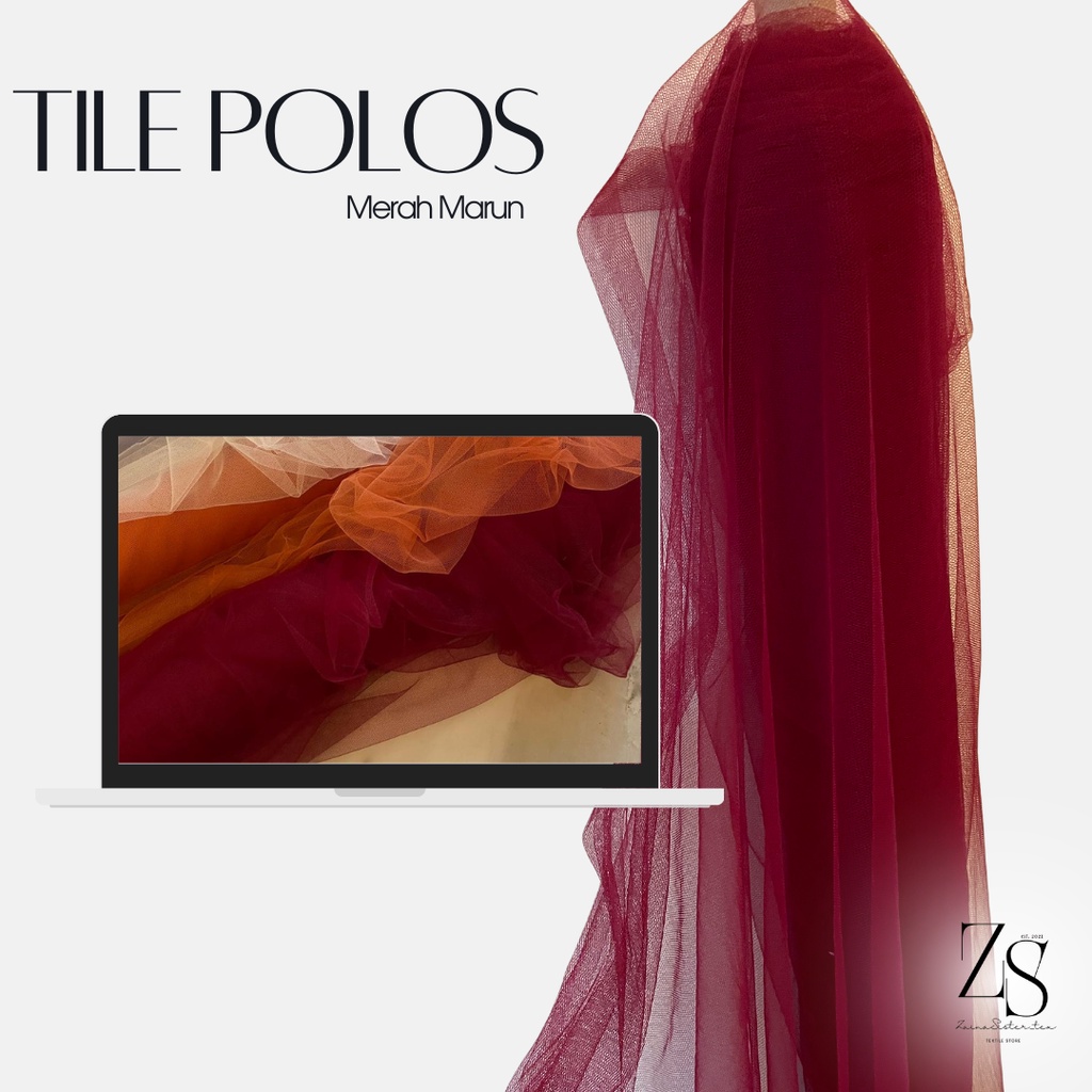 Bahan Kain Soft Tile Tille Tule Tulle Polos Lemas Warna Merah Marun Maroon