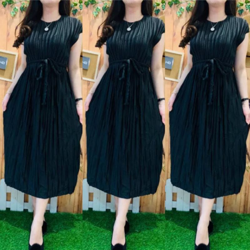 MIDI DRESS WANITA GAUN PENDEK DASTER MALAM PILSKET LENGAN PENDEK