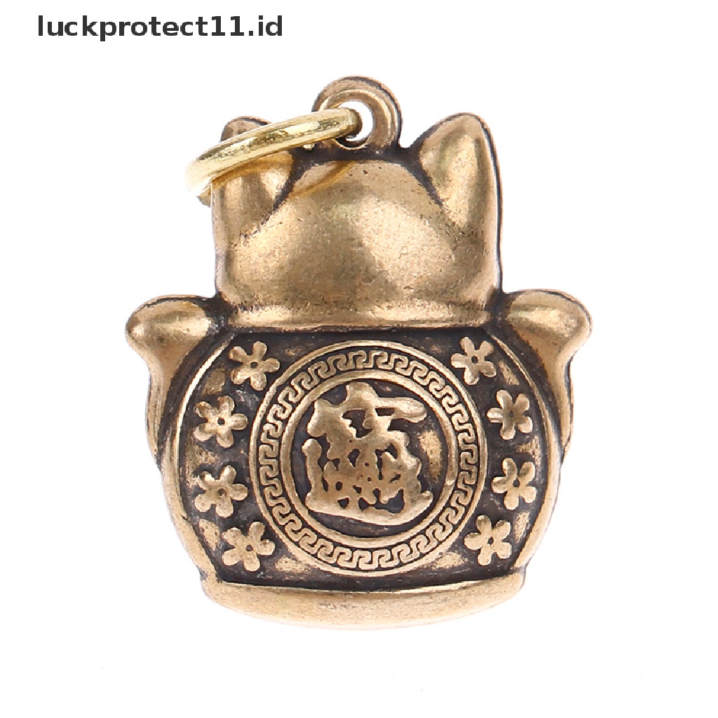 /Fashion Panas// Fashion// Tembaga Murni Lucky Cat Gantungan Kunci DIY Perhiasan Gantung Aksesoris Keyring Liontin.