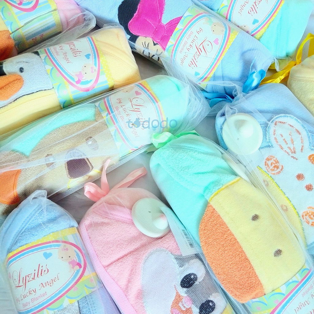 Selimut Topi Bayi Lucky Angel Kepala Karakter Lembut Polos Warna