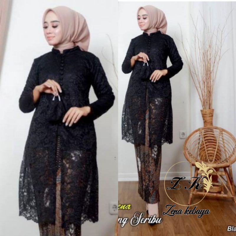 SET KEBAYA TUNIK KANCING BRUKAT KEBAYA MODERN