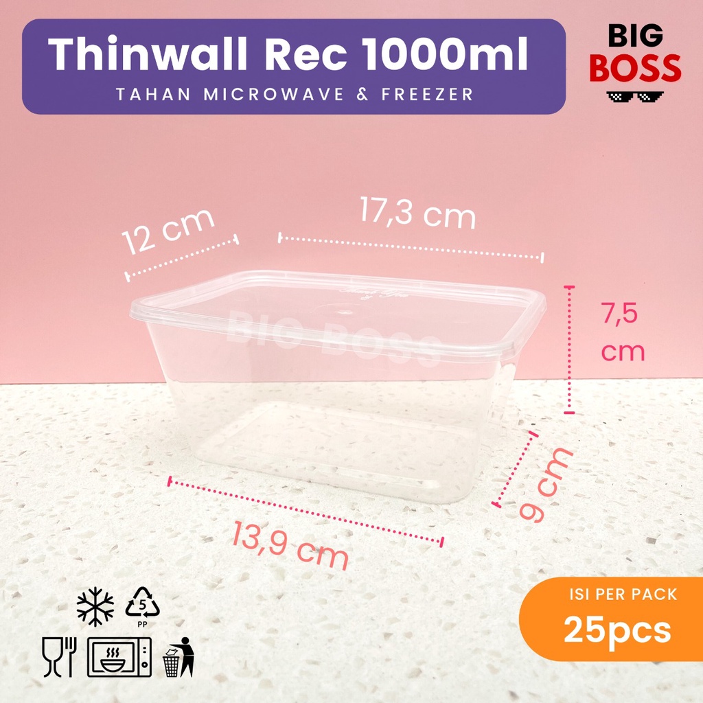 [ISI 25 PCS] Thinwall Kotak Makan Plastik 1000ml Victory / Kotak Makan Plastik / Kotak Takeaway