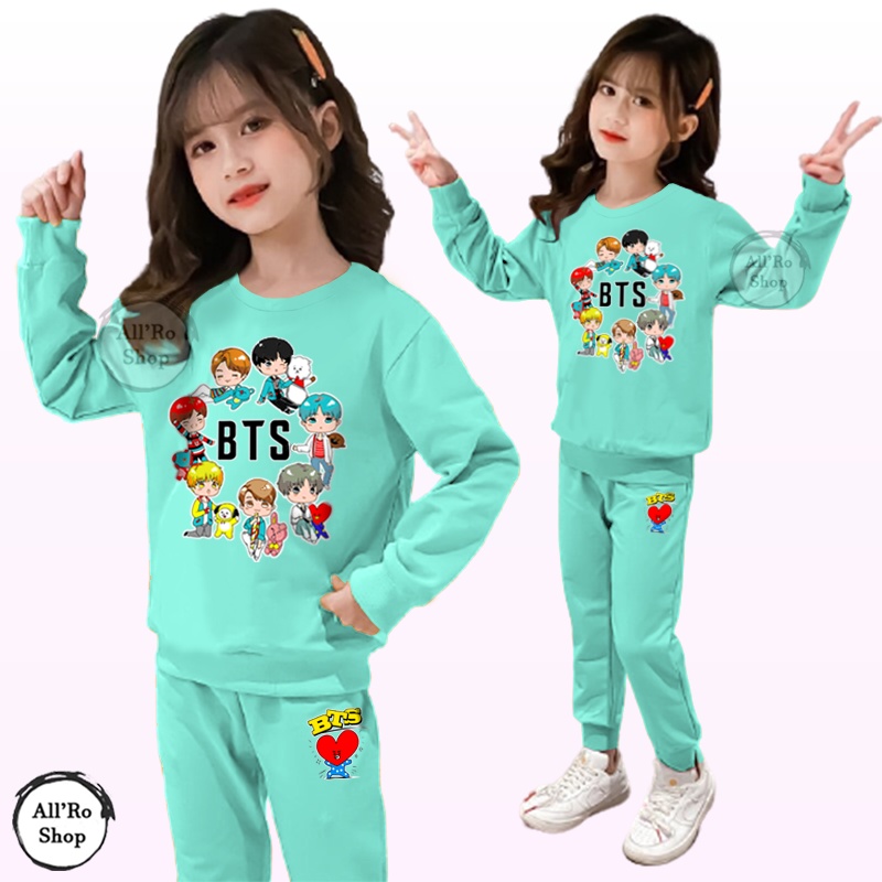 Setelan Anak Seragam Senam Lengan Panjang Set Anak Motif BTS Lengan dan Celana Panjang Usia 5 sd 13 Tahun ARS 0004