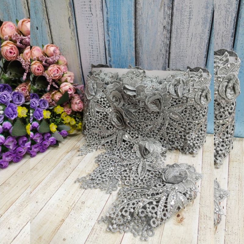#Renda bunga payet Glitter meteran