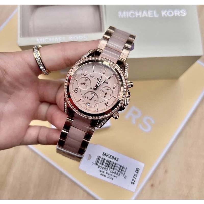 MK5943 Blair Blush pink Rosegold Stainless steel acetate Series 39mm Jam Tangan Wanita