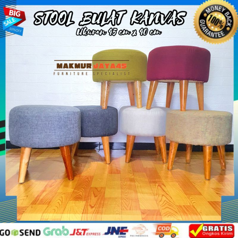 STOOL - STOOL BULAT / STOOL SOFA / SOFA RUANG TAMU BAHAN KANVAS UKURAN 45 CM X 40 CM