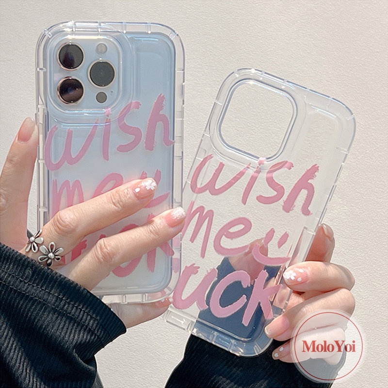 IPHONE Ins Fashion Graffiti Huruf Case Kompatibel Untuk Iphone13 11 14 12 Pro MAX 6 6S 7 8 Plus XR X XS MAX 7plus 8plus Shockproof Airbag Lembut TPU Anti Jatuh Bening Penutup Belakang