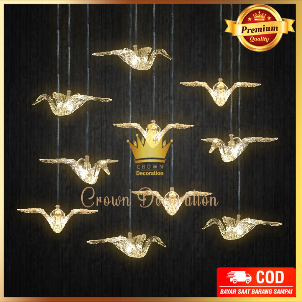 Lampu Angsa Akrilik 1 set / Acrylic isi 10 - Lampu gantung dekorasi pelaminan wedding - lampu dekora