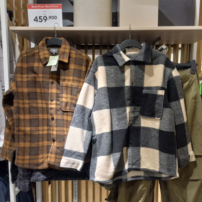 jaket/kemeja pria flanel tebal H&M Original store