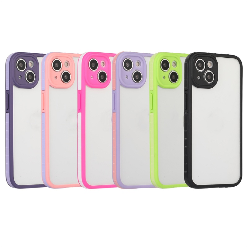 IPHONE Casing Desain 3-in-1 Fashion Untuk Iphone14 13 12 11 Pro Max X/XS XR Max 14plus Perbatasan Warna Transparan