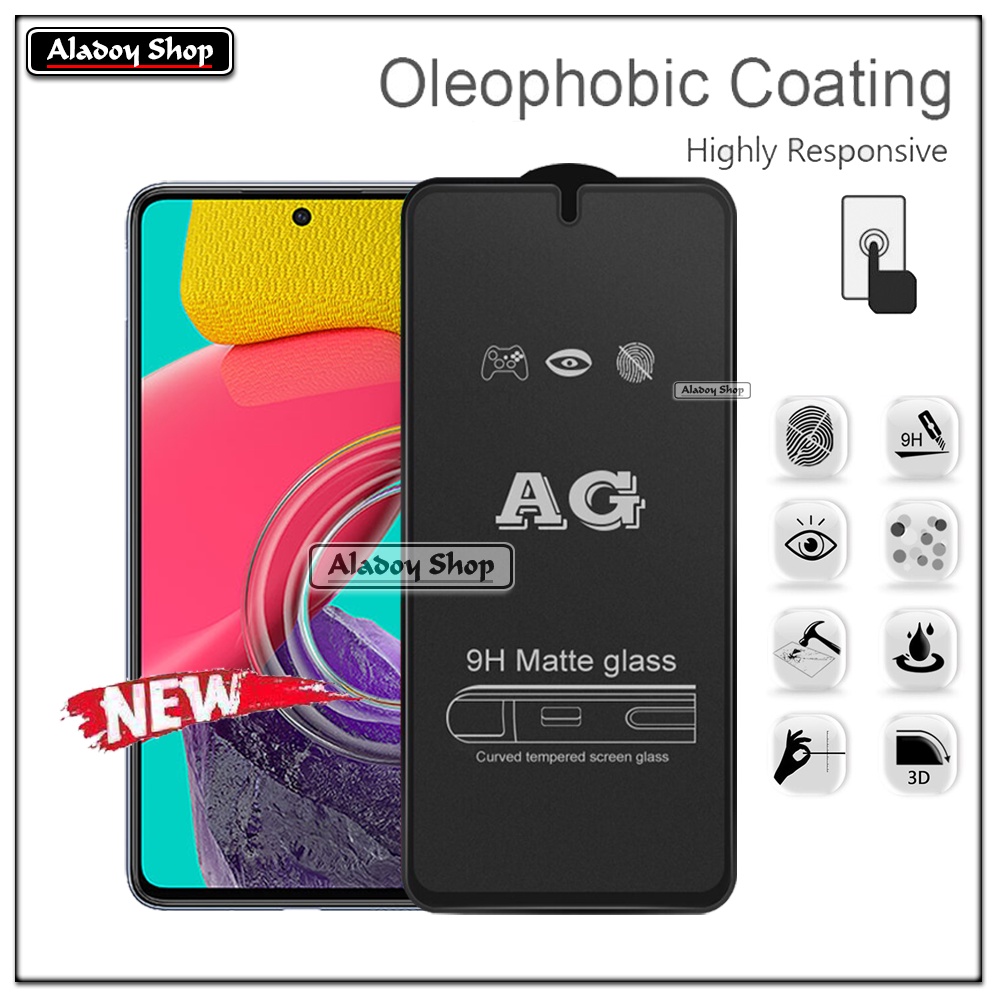 Paket 3IN1 Tempered Glass Layar Matte Anti Glare Samsung M53 5G Free Tempered Glass Camera dan Skin Carbon