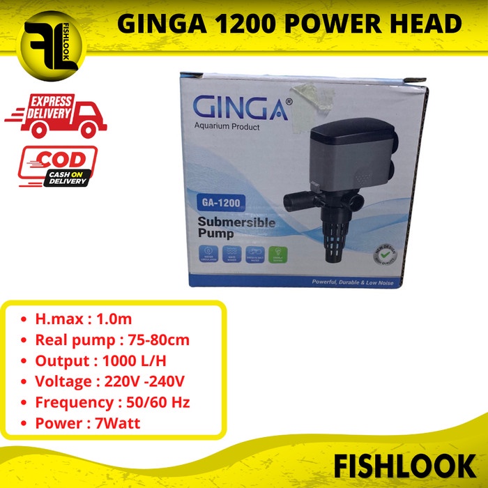 GINGA 1200 mesin Pompa Celup power head Aquarium Aquascape