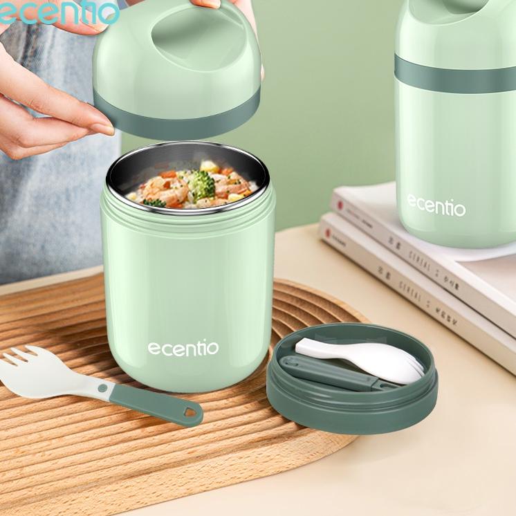 M3E7 ecentio tempat makan set 2 susun kotak bekal makan anti tumpah wadah makan dan termos sup stain