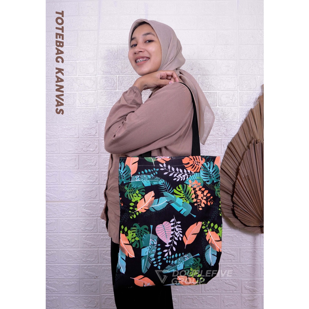 Totebag Wanita - Tote Bag Resleting - Tote Bag Kanvas - Tote Bag Pria - Totebag Wanita Kanvas Motif