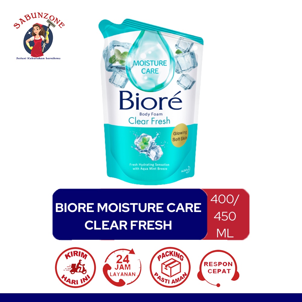 Sabun Mandi Cair Biore Moisture Care 400/450 ml Refill Pouch Sabun Cair Biore Pure Mild / Floral Spa / Relaxing Aromatic / Clear Fresh