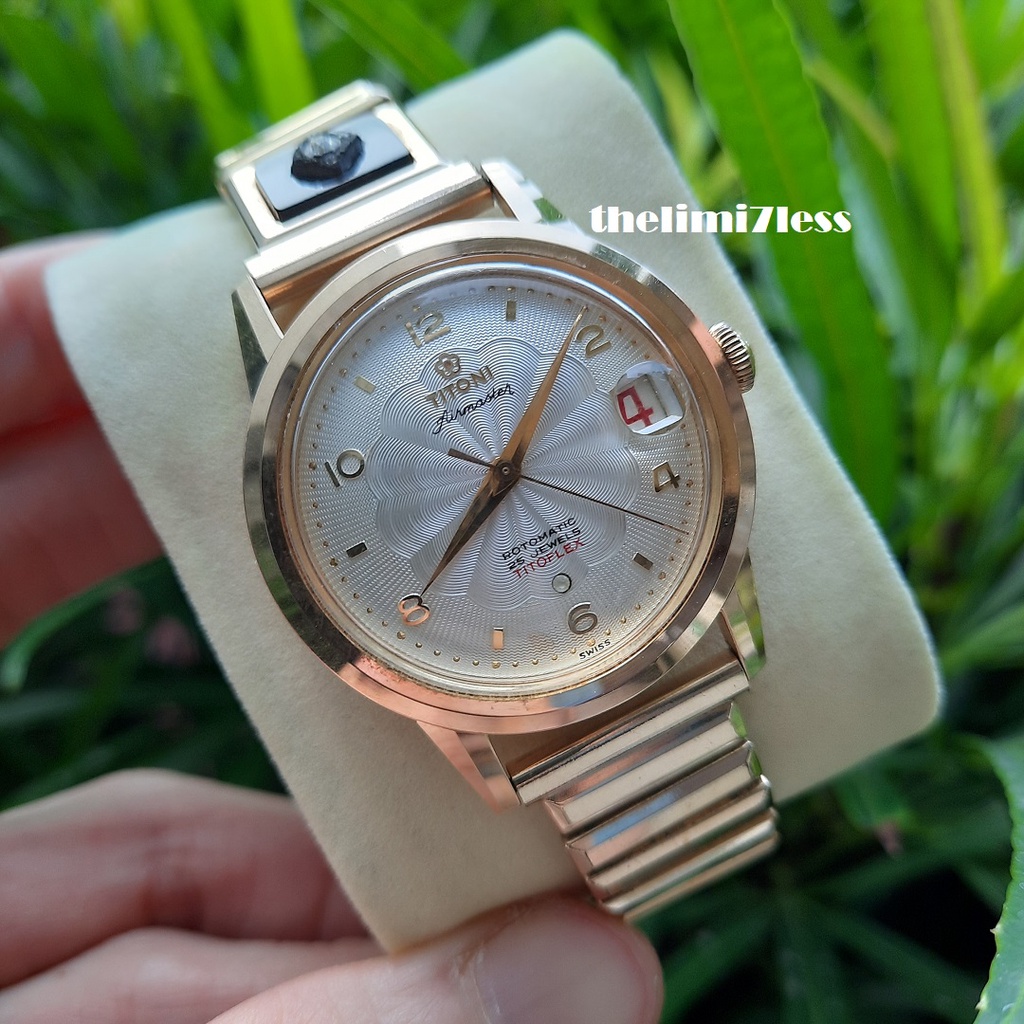 Jam tangan Titoni automatic Airmaster Titoflex 25 jewels gold plated swiss made