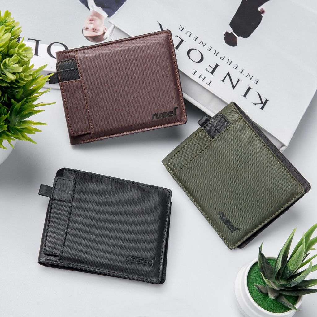 HEYRUS RUSEL I Hiro Wallet Black Dompet Pria Lipat