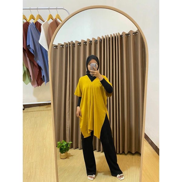 Nagita long square crinkle airflow atasan nagita