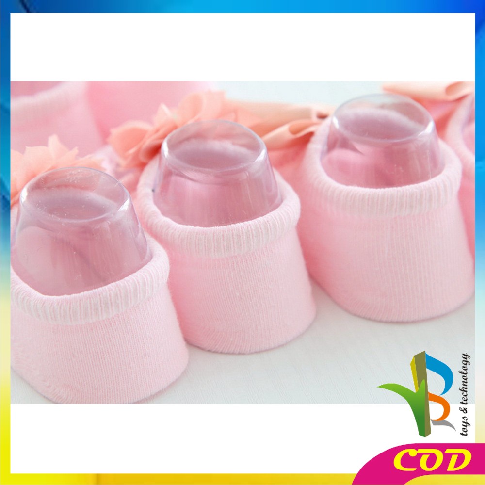 RB-P212 Kaos Kaki Pendek Bayi Cewek 3IN1 Motif Renda Bunga Pita Korean Style / Baby Sock Anak Perempuan Lucu Dapat 3 Pasang / Kaus Kaki Bahan Katun