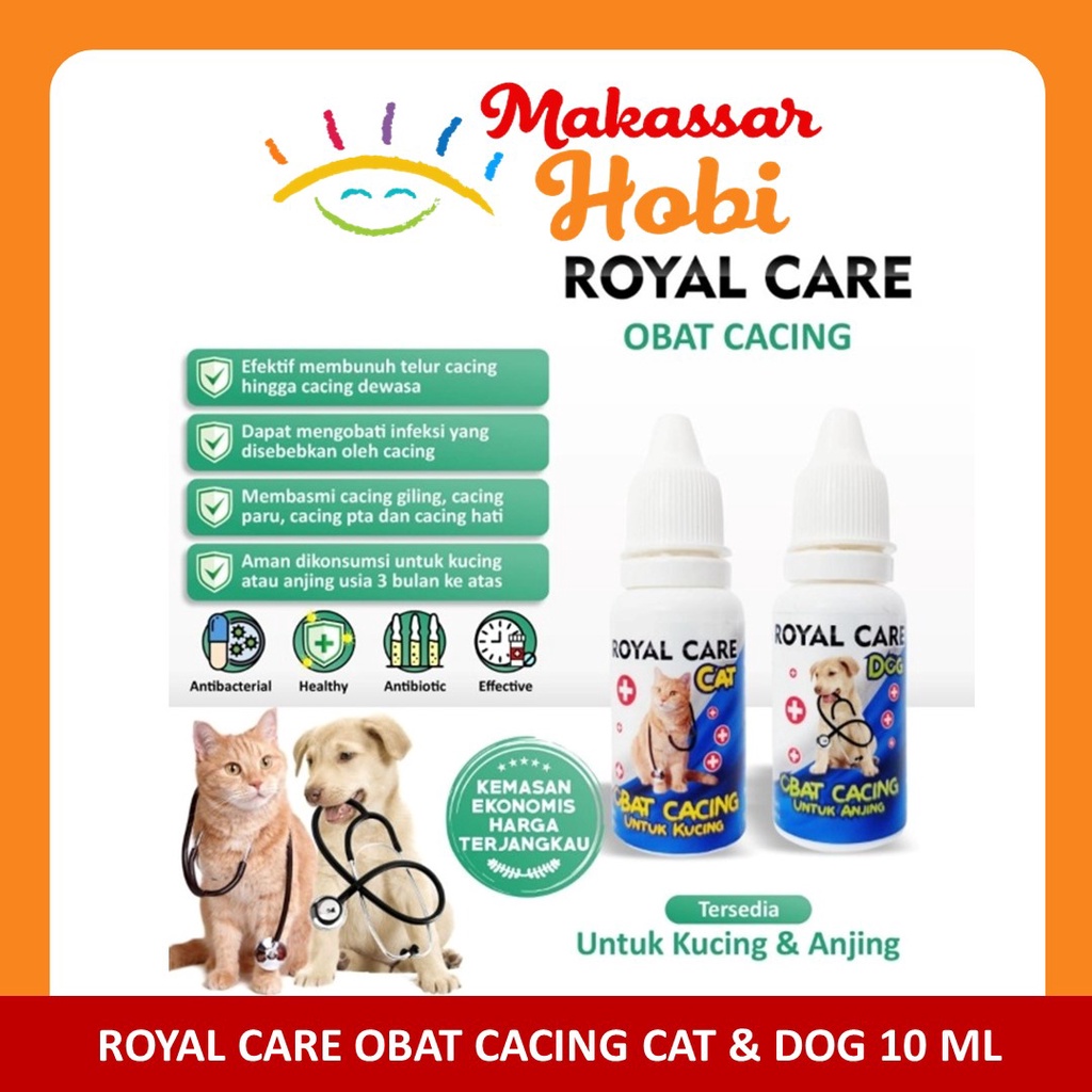 Royal Care Obat Cacing Kucing Anjing Anti Pembasmi Cacingan Tetes 10ml