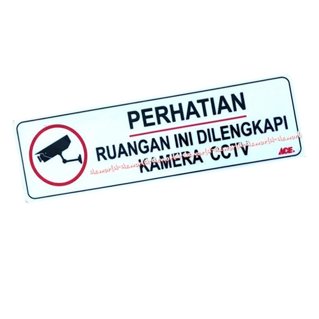 Kris Sign Acrylic Stiker Ruangan Ini Dilengkapi Kamera CCTV Stickers Bahan Akrilik Kamera Pengawas Ace Krisbow