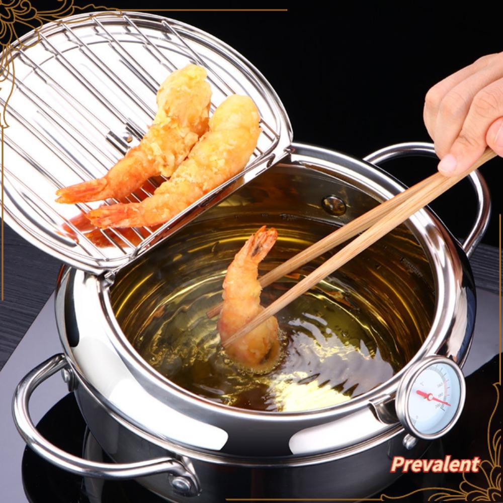 Preva 20/24CM Panci Deep Frying Jepang Dengan Tutup Cookware with Thermometer Tempura Dapur