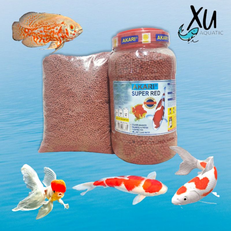 AKARI SUPER RED REFILL 1 KG 1MM 2MM DAN 5MM PELET PAKAN IKAN KEMASAN POLOS