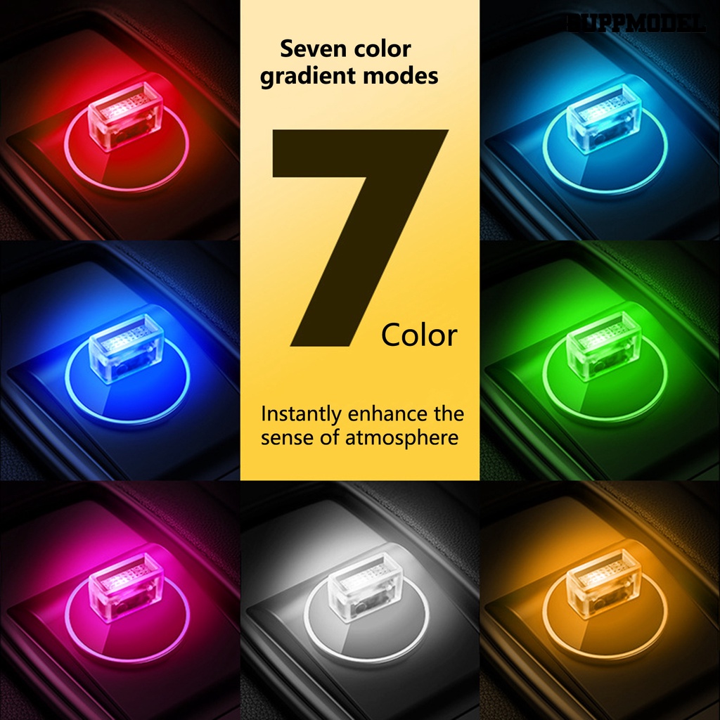 [Auto] Mood Light Seven Gradient Colors Plug And Play Hemat Energi Banyak Gaya Tidak Mempesona Dekorasi Interior Portable Mini Car USB Atmosphere Light Untuk Otomotif