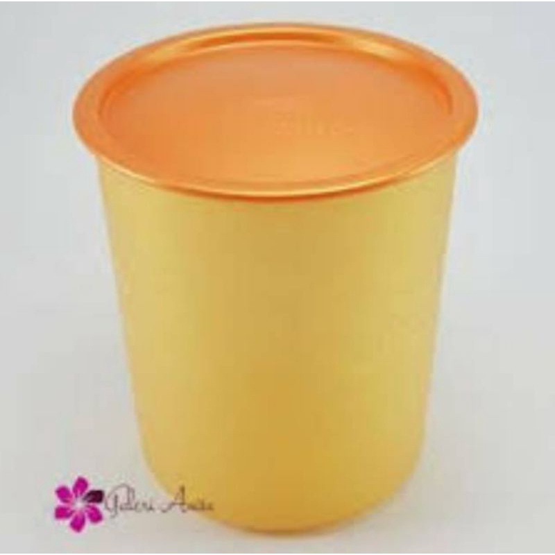 Large mosaic canister gold tupperware / toples tupperware