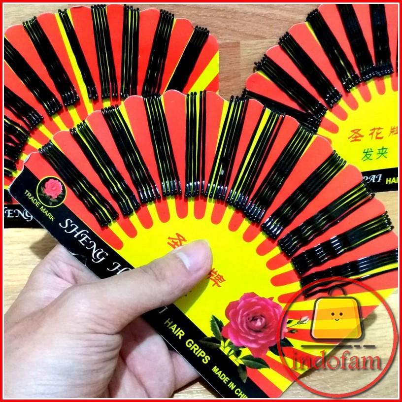 indofam -  [ 48 Jepit Lidi ] Poni Rambut / Jepit Jepitan Jedai Import Wanita Cewek Set Box / Kuncira