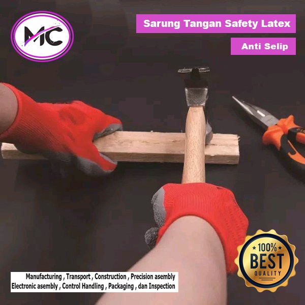 Sarung Tangan Safety Karet Latex Tebal Sarung Tangan Anti selip Kuat Safety Gloves Premium Sarung Tangan Non Slip