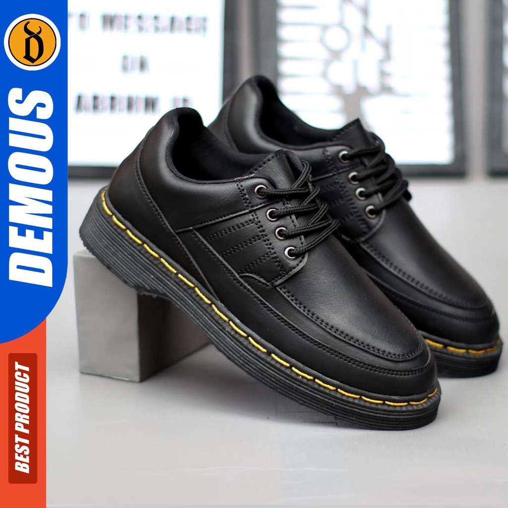 DEMOUS Spring - Sepatu Formal Docmart Low Boots Pantofel Kerja Hitam Pria