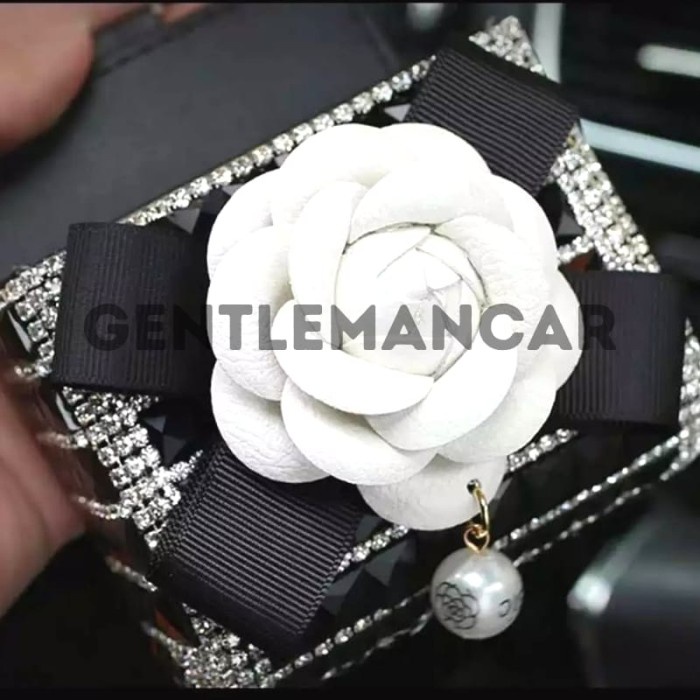 Box Holder Hiasan Bunga Mawar Mobil Tempat Penyimpanan Pouch Flower Bling Bling Organizer