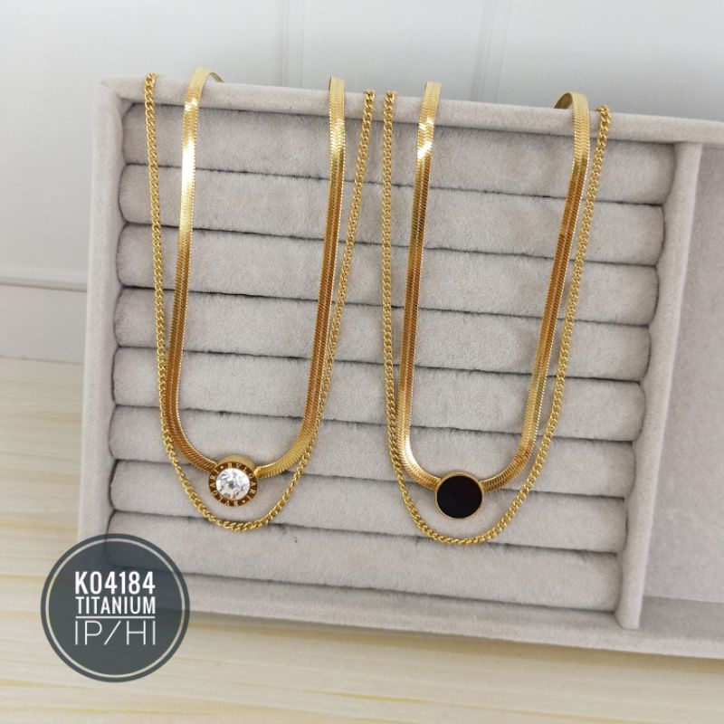 Kalung Titanium Choker double layer K04184