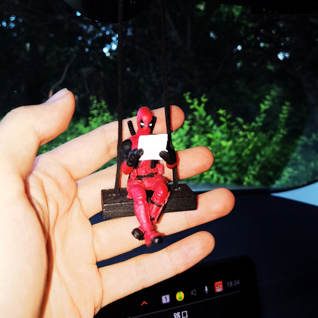 [Auto] Ornamen Boneka Deadpool Desain Ayunan Indah Chic Kartun Hias PVC Deadpool Hiasan Gantung Mobil Untuk Mobil