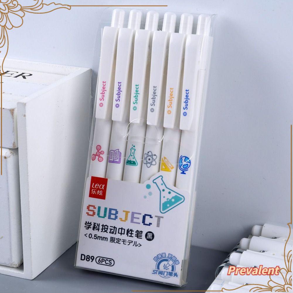 Preva 6PCS/Set Pena Gel Perlengkapan Kantor Sekolah Alat Tulis Press Type Signature Pen