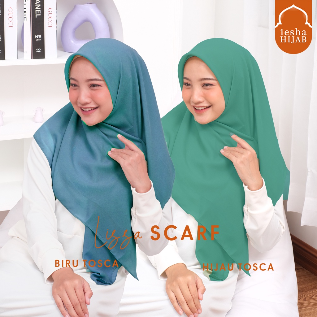 LISSA SCARF PKK HIJAU TOSCA BIRU TOSCA  -HIJAB BELLA SQUARE POLYCOTTON POTON JAHIT TEPI RAPI IESHA H