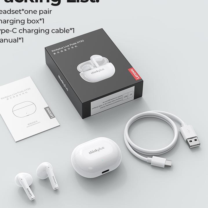 Siap Kirim TWS LenovoThinkplus XT93 Headset Bluetooth 5.2 Earphone HD HIFI 100% Original Music Earbu