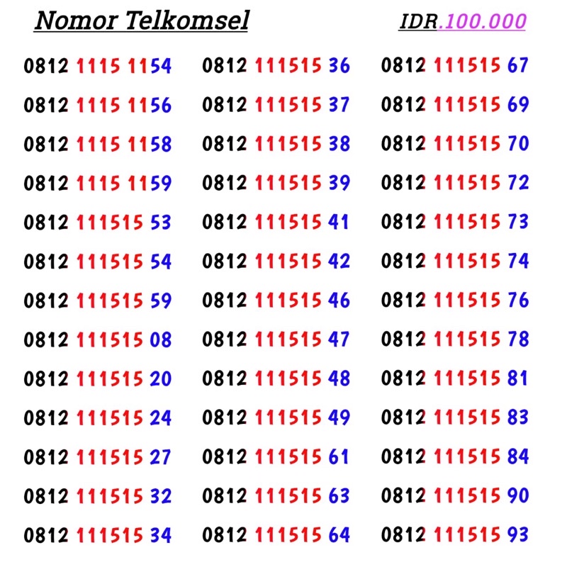 Nomor Cantik simpati  0812 1115