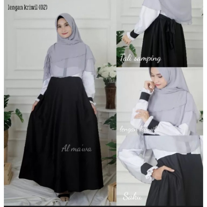 GAMIS WANITA DRESS  HITAM PUTIH TERBARU KEKINIAN / TRENN / SETELAN