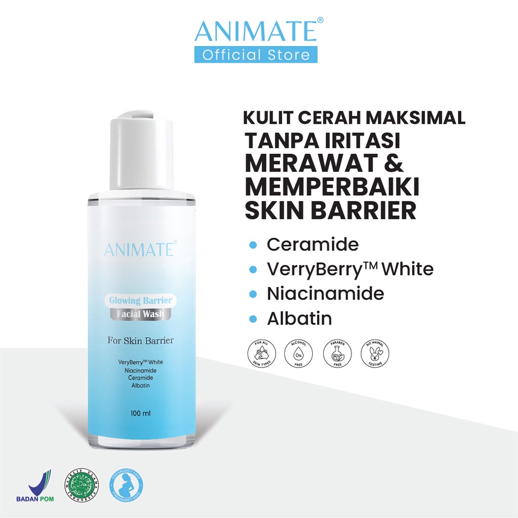 Jual Animate Glowing Barrier Facial Wash 100 ml Original Shopee Indonesia