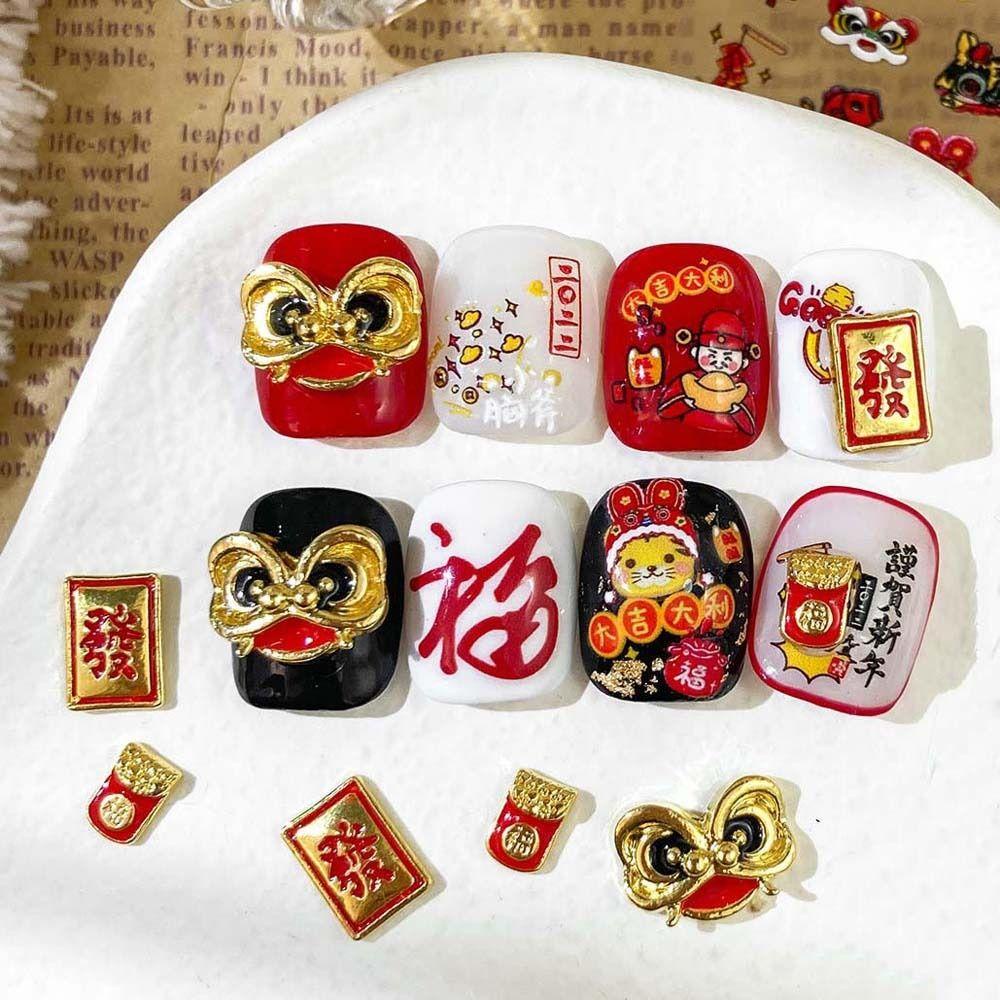 Mxbeauty Hiasan Kuku Imlek Red New Year Nail Art Nail Art Perhiasan Manicure Aksesoris