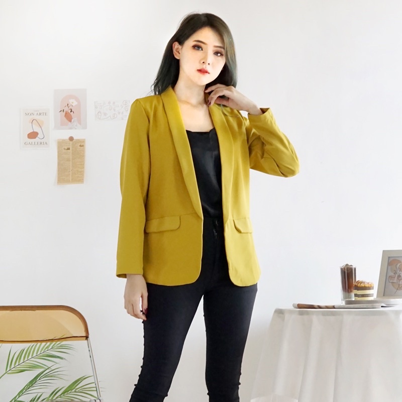 (MSB) BLAZER ZAHIRA OUTER ATASAN WANITA POLOS SCUBA PREMIUM