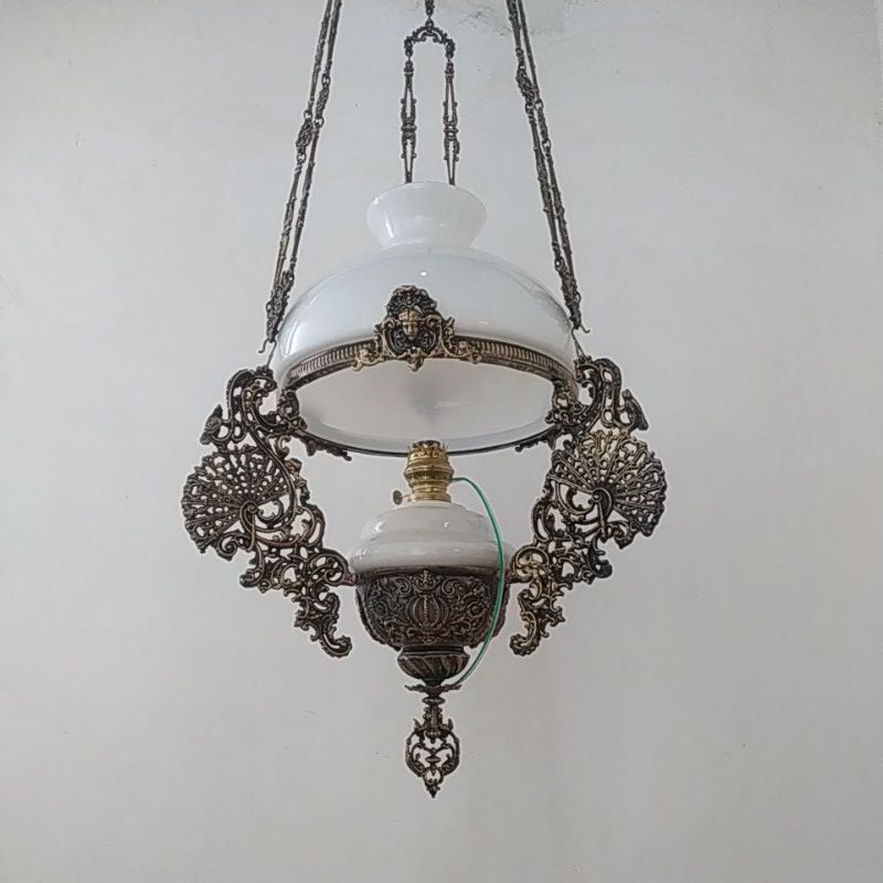 LAMPU GANTUNG KEREK ANTIK JAWA BETAWI VINTAGE JOGLO CAFE DIAMETER 40CM JUMBO