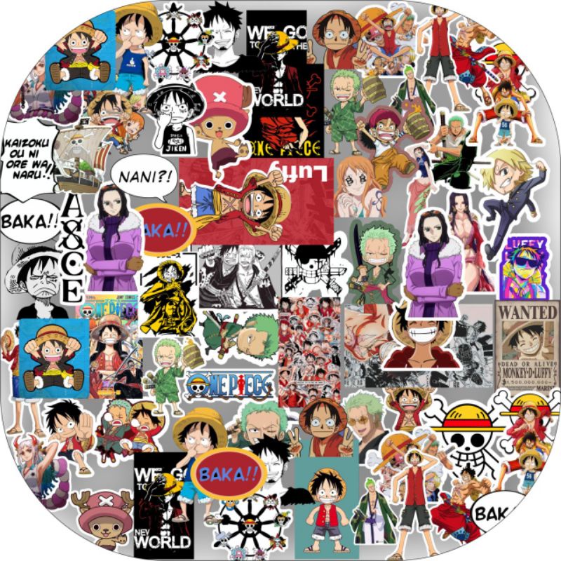 

STIKER STICKER NEW MINI ONE PIECEEE ANIMEEE ISI 55PCS BAHAN GRAFTAC ANTI AIR TIDAK MUDAH LUNTUR