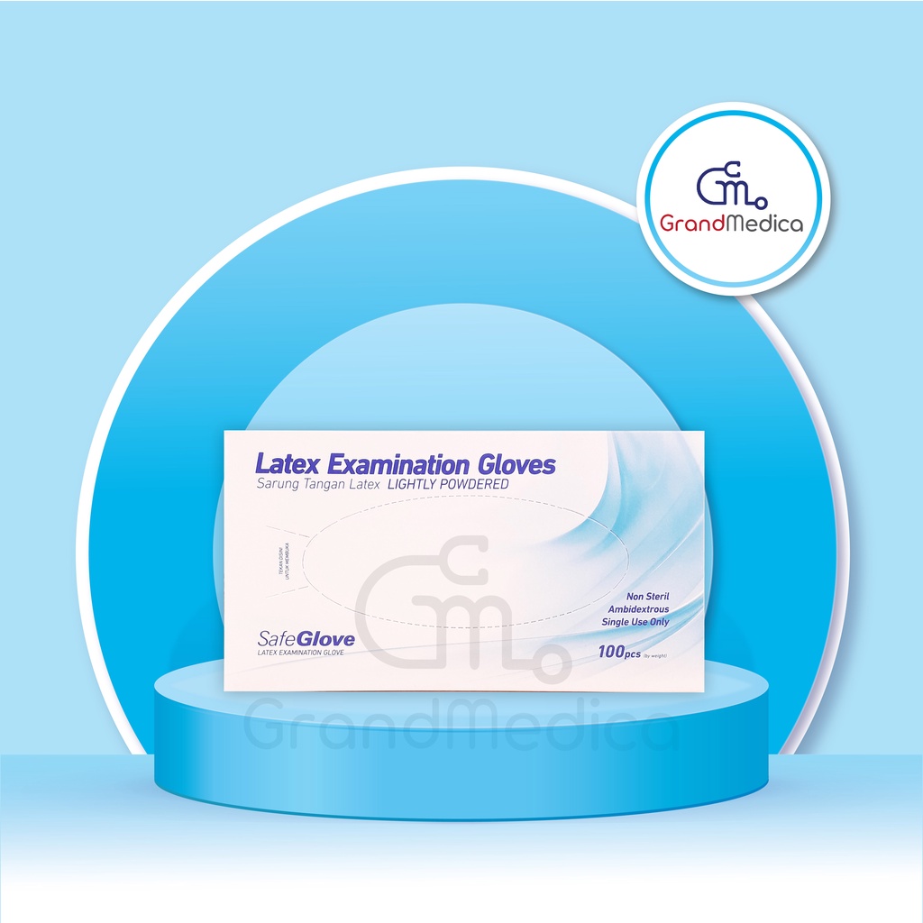 Latex Examination Gloves / Sarung Tangan Non Steril Powdered SafeGlove - Isi 100