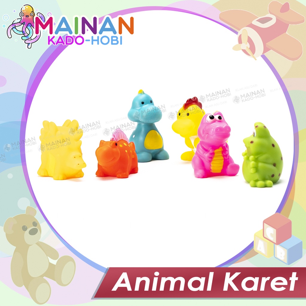 MAINAN MANDI ANAK BABY ANIMAL SET HEWAN KARET