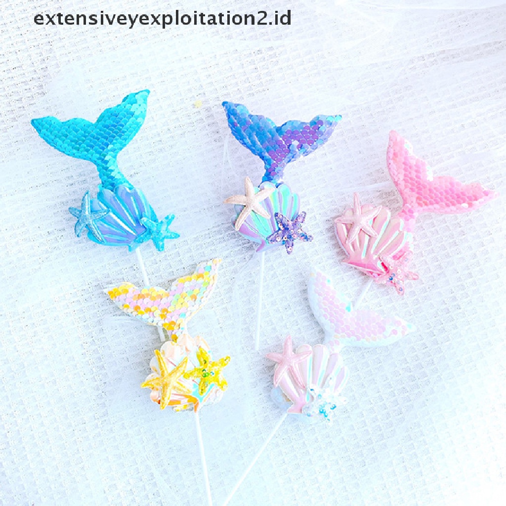 {NEW} 1pc Payet Cangkang Mermaid Tail Payet Topper Kue Muffin Cupcake Hiasan Pesta.