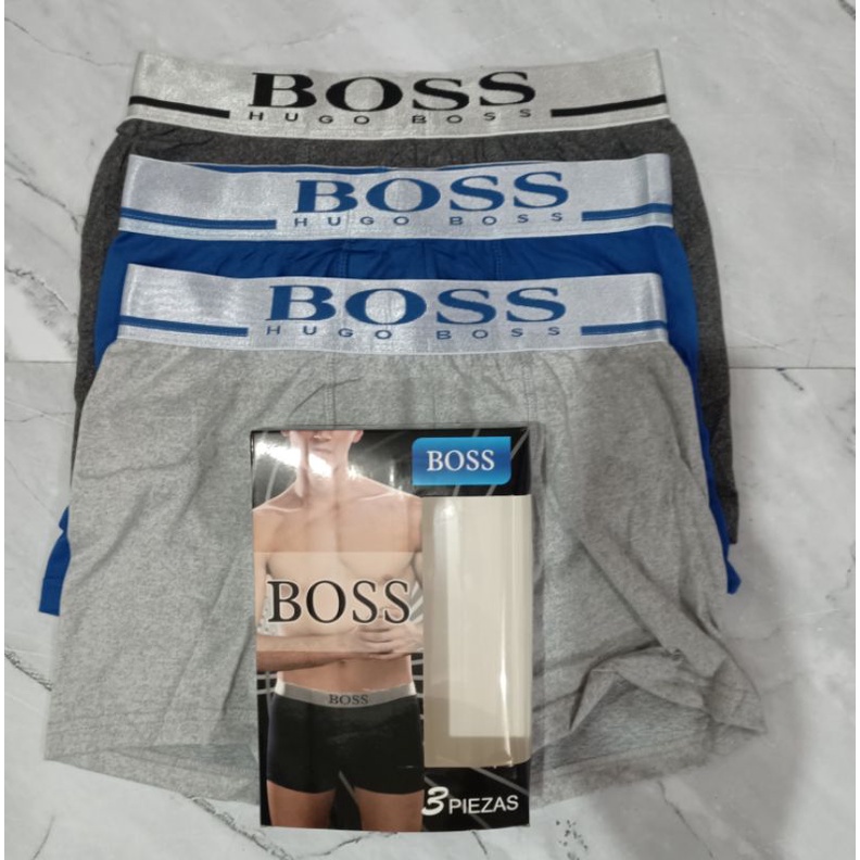 1 kotak isi 3 pcs celana dalam boxer pria / boxer bos silver