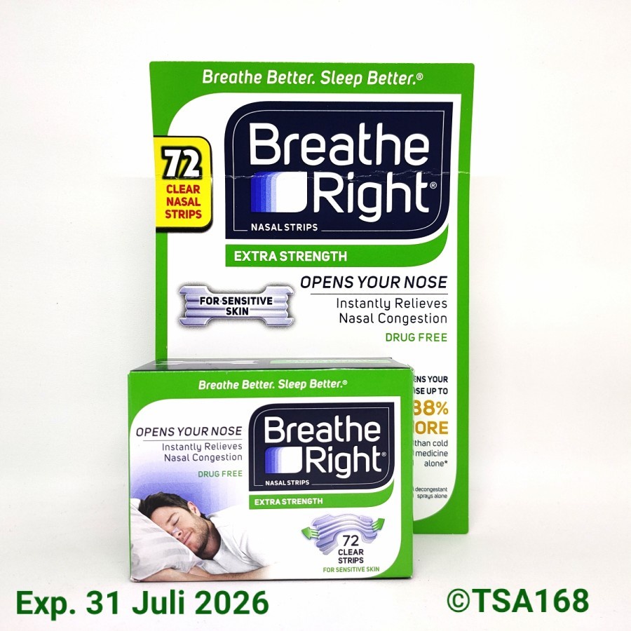 Breathe Right ES Nasal Strips 72 Strips - Tan Ecer